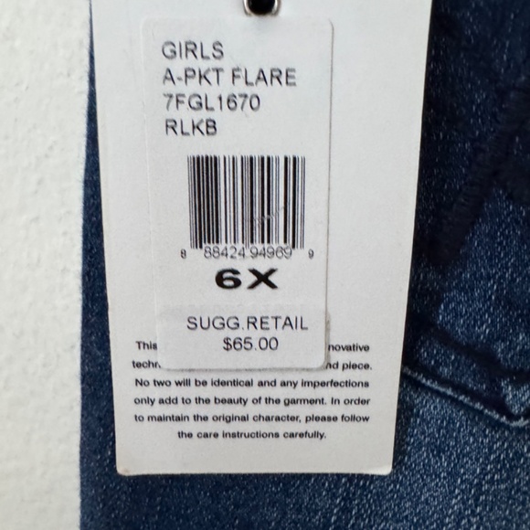NWT 7 for all mankind A pocket flare denim jeans Girls 6X - Picture 3 of 4